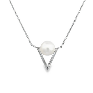 Modern Pearl Necklace | 14k White