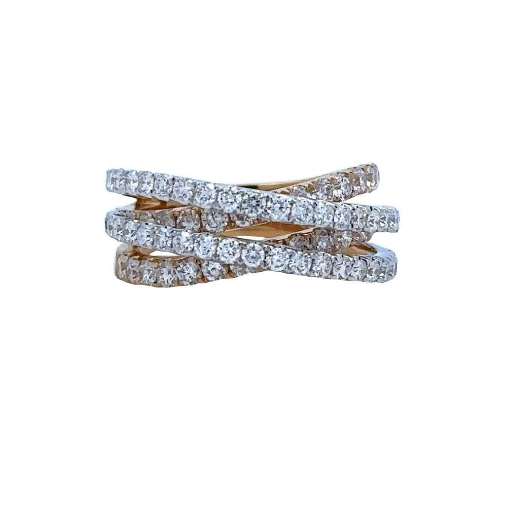 Double Crossover Fashion Ring | 18k White/Yellow