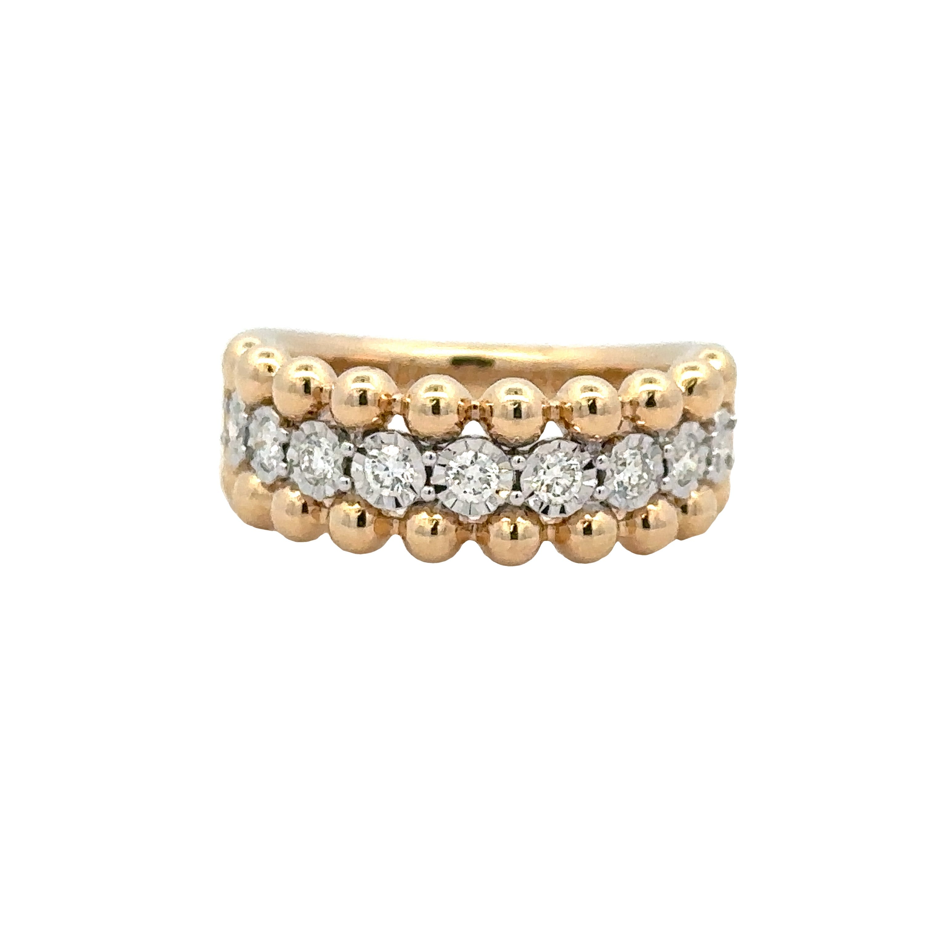 Beaded Edge Anniversary Ring | 14k Yellow