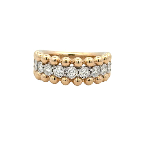 Beaded Edge Anniversary Ring | 14k Yellow