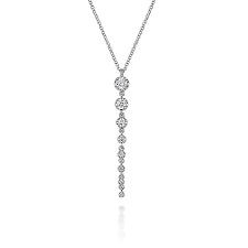 Lady's White 14 Karat Graduating Drop Pendant Length 17.5 With 0.50Tw