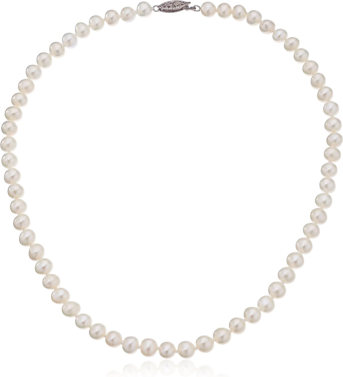 Lady's White 14 Karat "A" Single Strand Other Length 18 With 7.00-7.50Mm Fresh Water Pearls