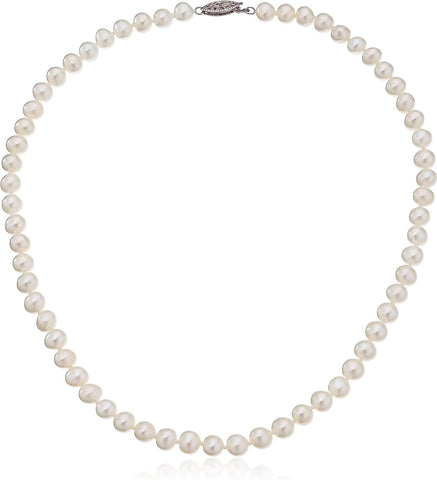 Lady's White 14 Karat Single Strand Strand Length 18 With 7.50-8.00Mm Akoya Pearls
