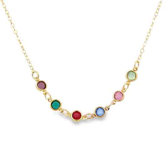 Lady's Yellow 14K Gold Filled Dainty Birthstone Necklace With Four Bez