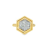18 Karat Yellow Gold Hexagon Pave' Top Fashion Ring with .42ctw Round Brilliant Cut Diamonds