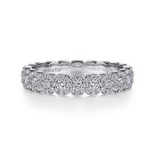Lady's White 14 Karat Halo Anniversary Band Ring With = 0.55Tw Round C