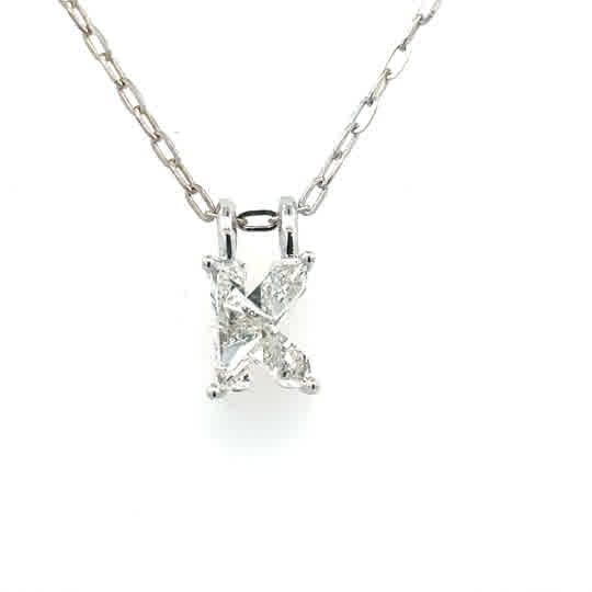 Lady's White 14 Karat "K" Initial Lab Created Necklace With One = 1.54