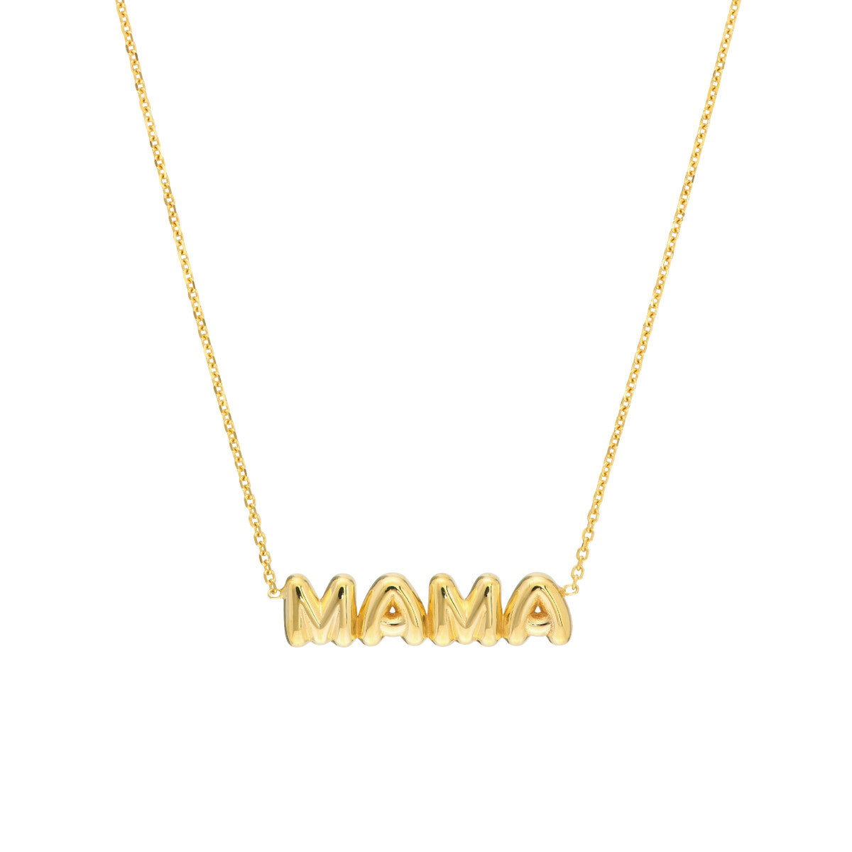 Yellow 14 Karat "Mama" Puff, Adjustable With Pear Lock Chain Length 18