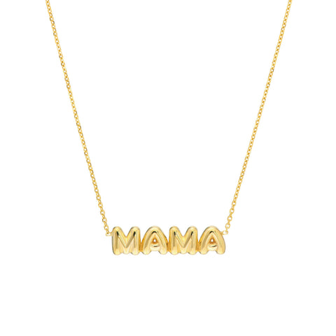 Yellow 14 Karat "Mama" Puff, Adjustable With Pear Lock Chain Length 18
