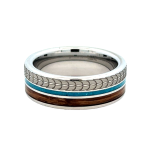 Turquoise Flat Wedding Band | White Serenium