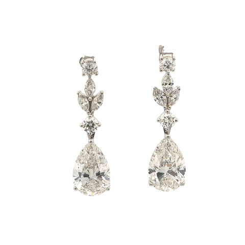 Lady's White 14 Karat Dangle Fashion Lab Created Earrings 7.42tw Vario