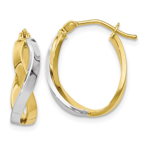 Twisted Hoop Earrings | 10k White/Yellow