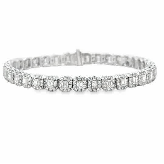 White 18 Karat Straight Line Tennis With Micro Pave' Bracelet Length 7