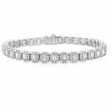 White 18 Karat Straight Line Tennis With Micro Pave' Bracelet Length 7