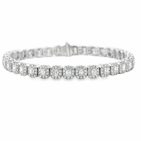 White 18 Karat Straight Line Tennis With Micro Pave' Bracelet Length 7