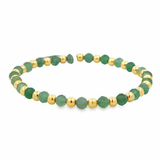 4mm Aventurine with Alternating Gold Filled Beads Bracelet 7''