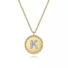 Initial Medallion "K" Pendant | 14k Yellow