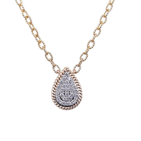 Pavé Pear Necklace | 14k Yellow