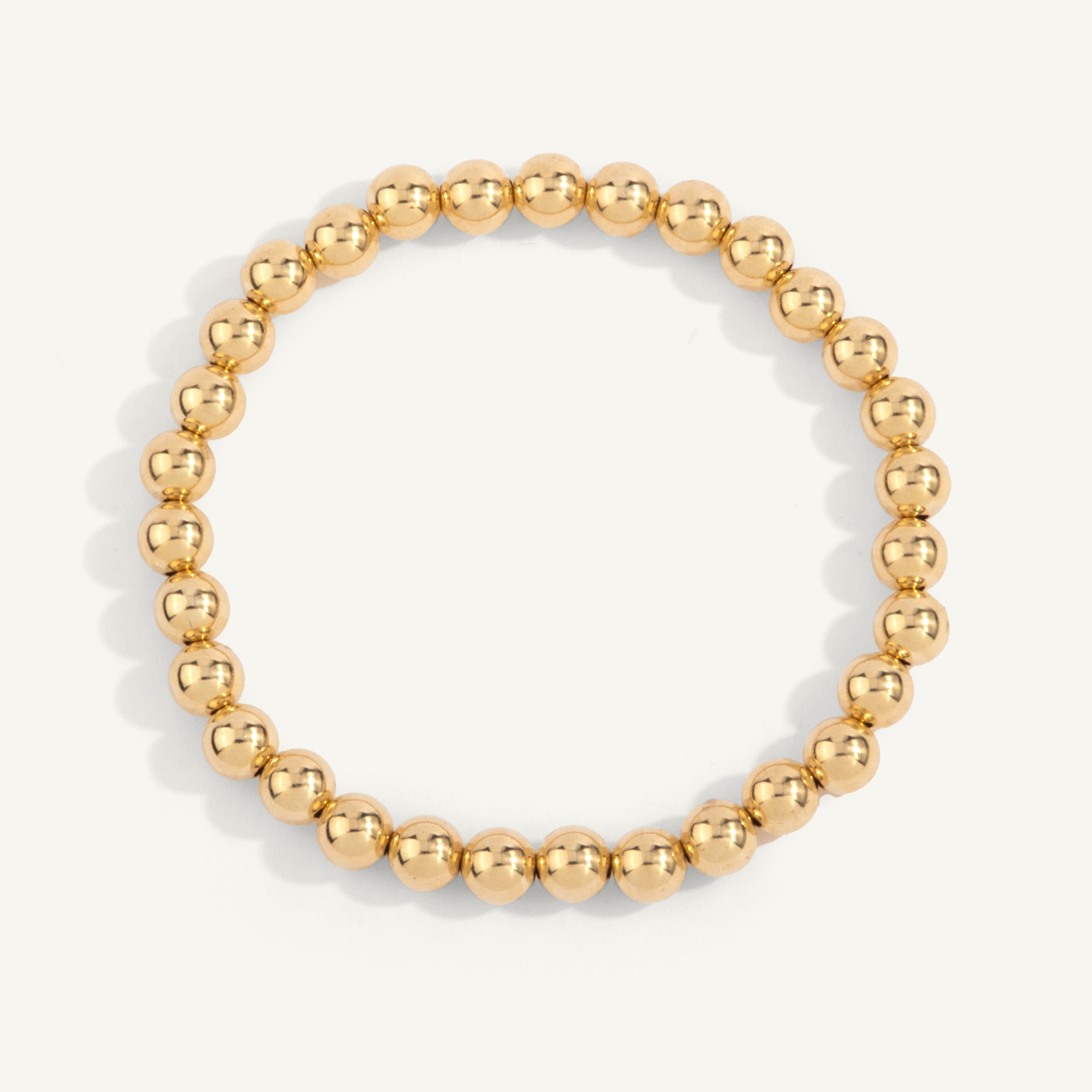 6mm Gold Filled Beaded Bracelet 7''