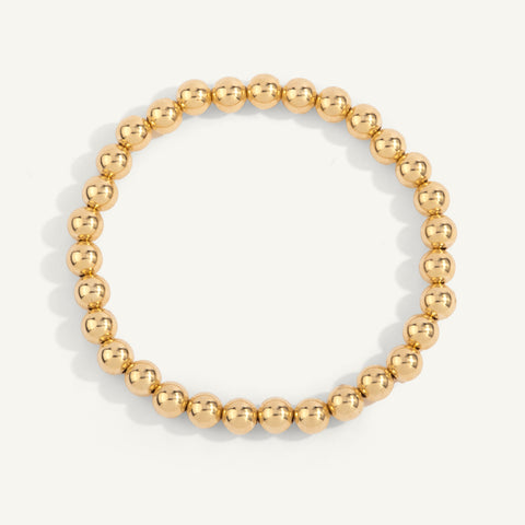 6mm Gold Filled Beaded Bracelet 7''
