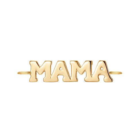 Yellow 14 Karat Tiny Script, Mama With Double Bail Charms