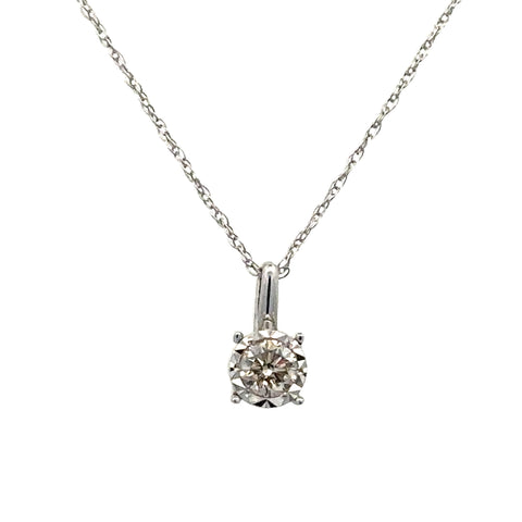 Solitaire Diamond Pendant | 14k White (0.17ct Round)