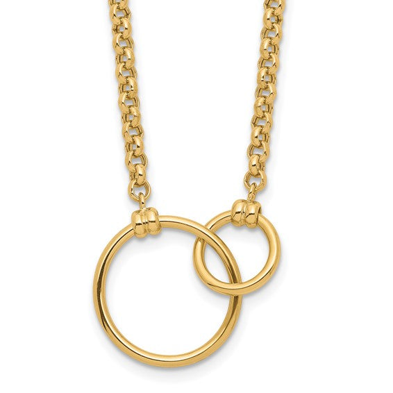 Yellow 10 Karat Link With Interlocked Circle Chain Length 18