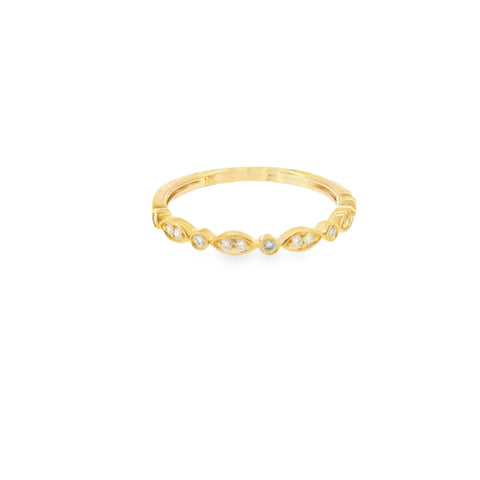 10 Karat Yellow Gold Swing Style with Round Brilliant Cut Diamonds .10ctw Anniversary Ring