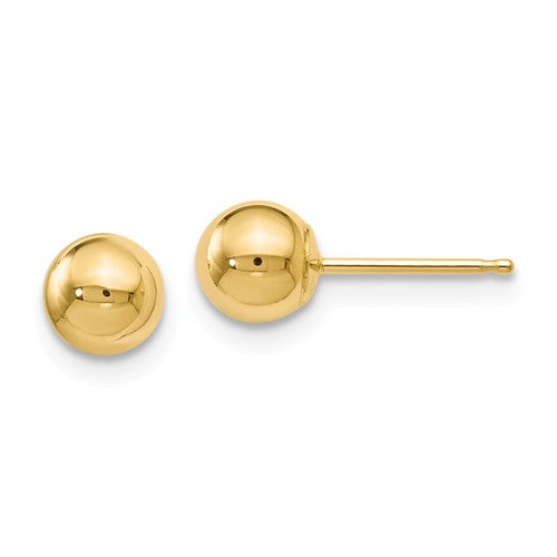 Lady's Yellow 14 Karat 5Mm Ball Post Earrings