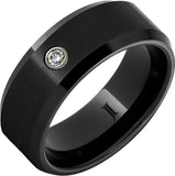 Gent's Black Ceramic Satin 8Mm, With Bezel Set Gents Ring Size 10 one 0.06ct Round G/H SI1 Diamond