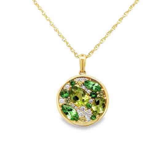 Lady's Yellow 14 Karat Cluster Necklace Length 18 With = 2.20Tw Variou