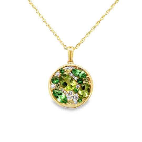 Lady's Yellow 14 Karat Cluster Necklace Length 18 With = 2.20Tw Variou