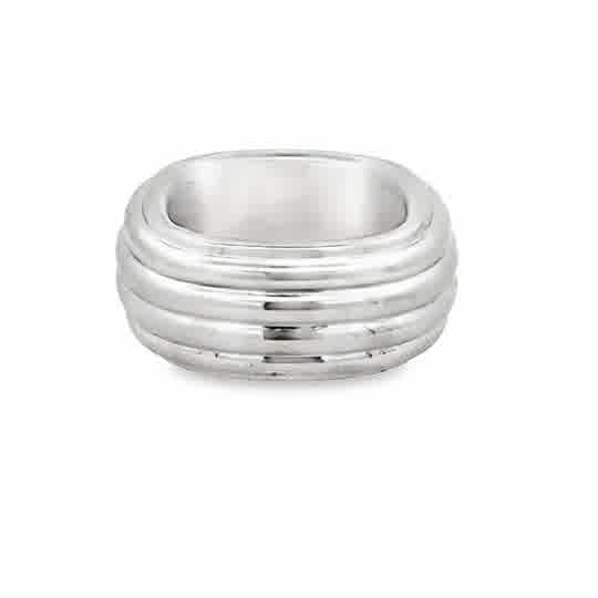 Silent Opus Ripple Square Ring, Sterling Silver