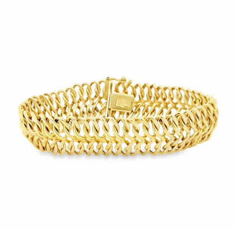 Yellow 14 Karat Textured Bracelet With Integrated Clasp Estate Jewelry