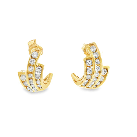 14 Karat Yellow Gold Fashion Earrings with .45ctw Round Brilliant Cut Diamonds