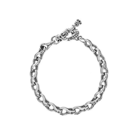 White Sterling Silver Twisted Eight Link Bracelet, 8.75" Fashion Jewel