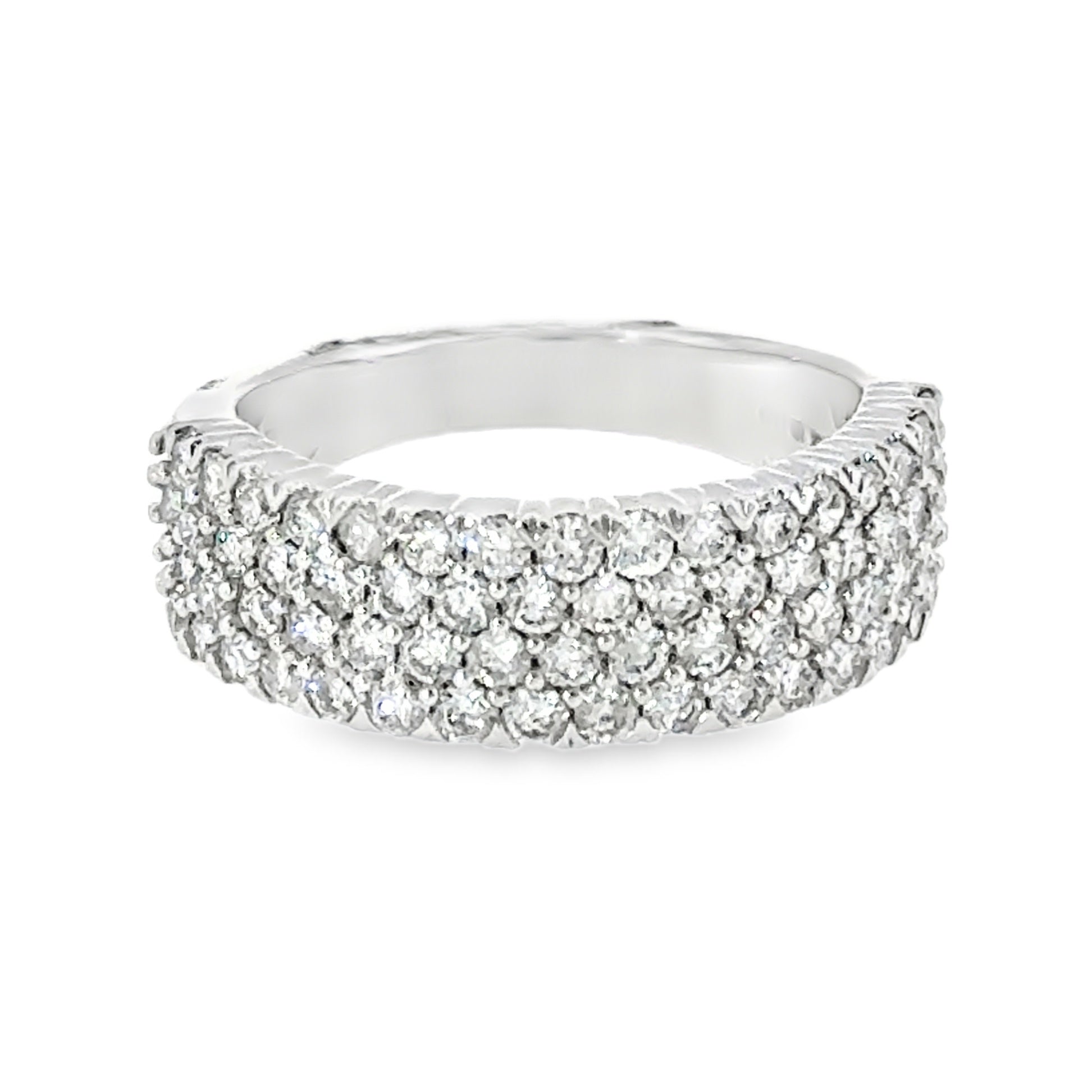 14 Karat White Gold Pave' Top Anniversary Ring Set With 1.45ctw Round Lab Created Diamonds