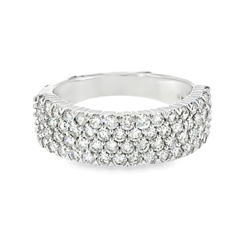14 Karat White Gold Pave' Top Anniversary Ring Set With 1.45ctw Round Lab Created Diamonds