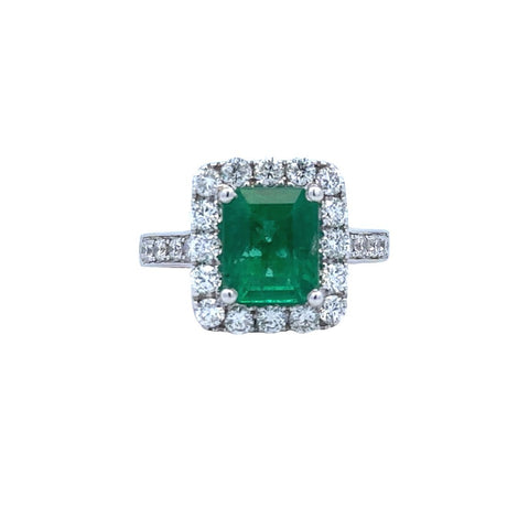 Halo Fashion Ring | 18k White/Rose (3.14ct Emerald)