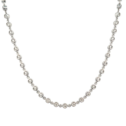Lady's White 14 Karat Bezel Link Necklace With 68=1.90Tw Round G/H Si1