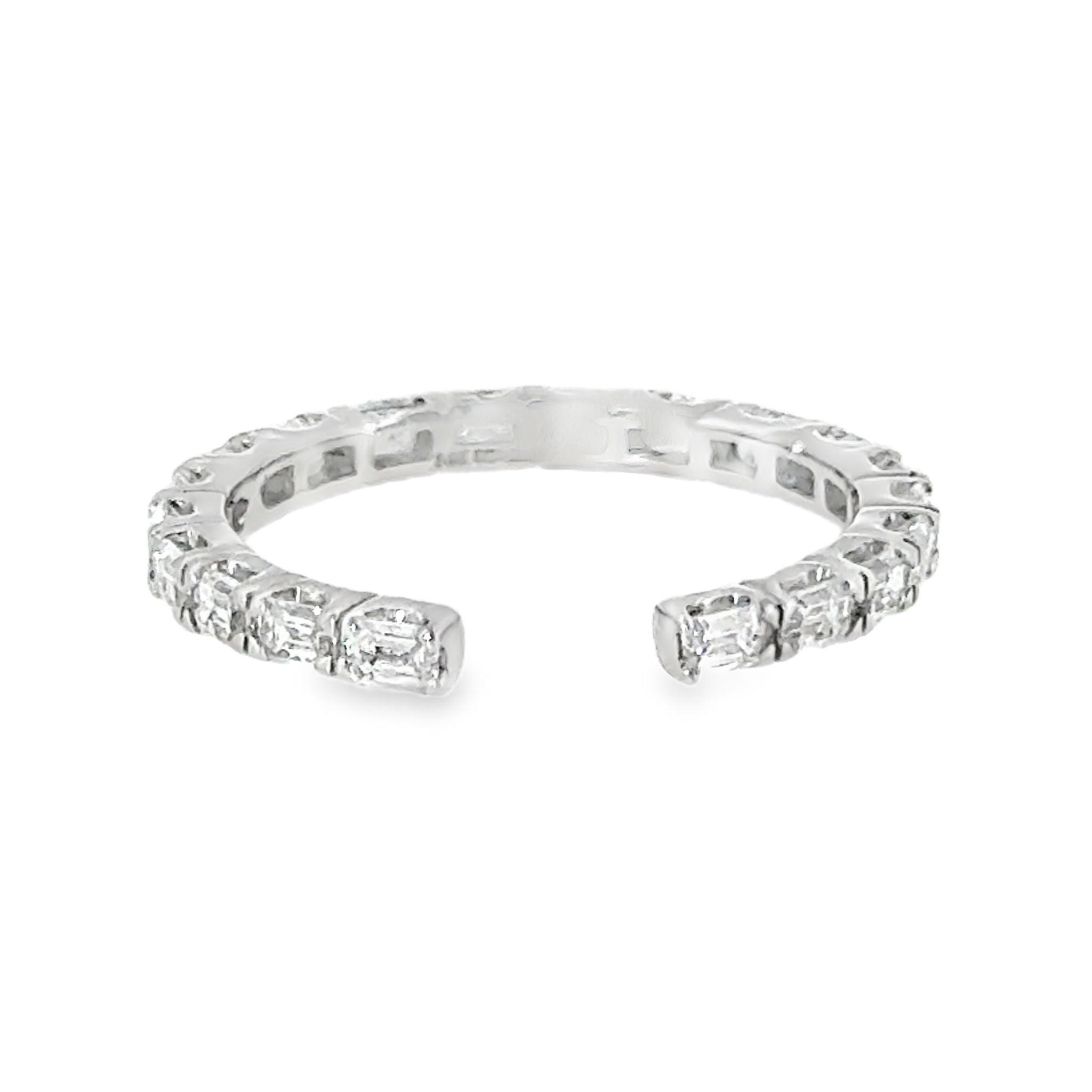 14 Karat White Gold, Open Eternity Anniversary Ring with 1.00ctw Baguette Cut Lab Created Diamonds