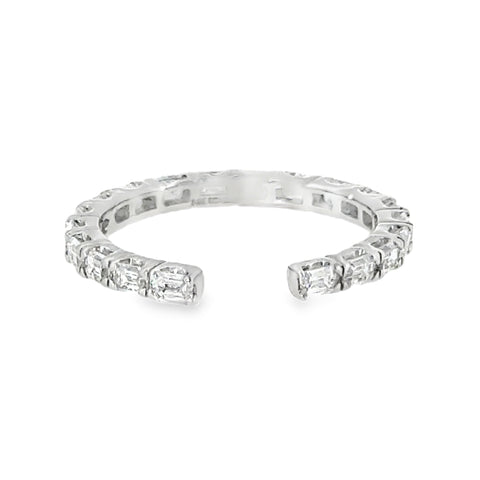14 Karat White Gold, Open Eternity Anniversary Ring with 1.00ctw Baguette Cut Lab Created Diamonds