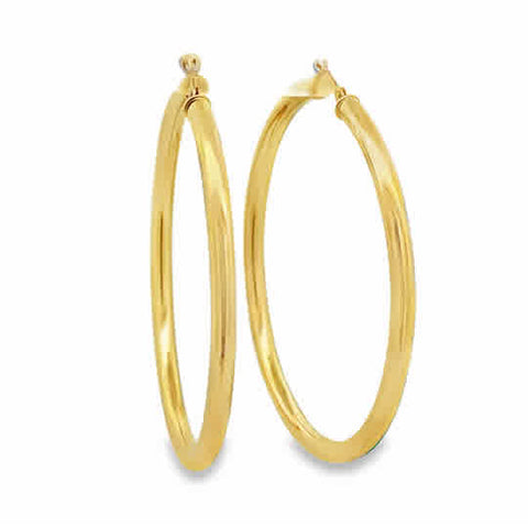 Lady's Yellow 14 Karat 3 X 50Mm Tube Hoop Earrings