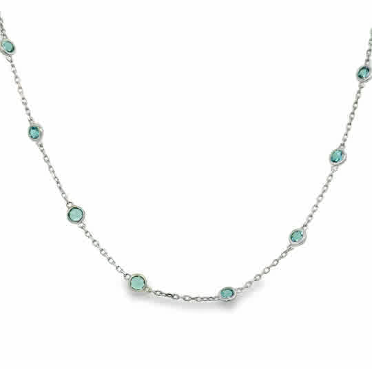 Blue Topaz Bezel Set Necklace | Sterling Silver