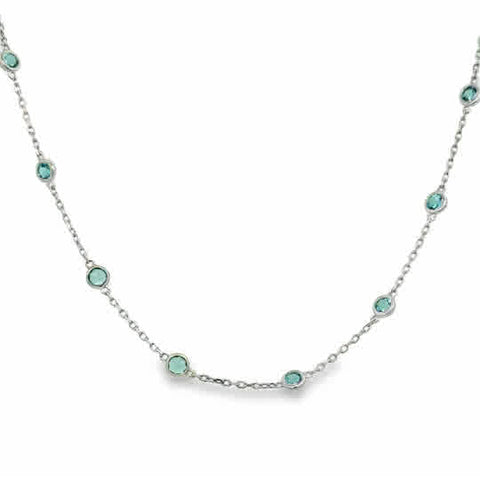 Blue Topaz Bezel Set Necklace | Sterling Silver