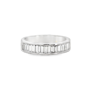 Lady's White 14 Karat Channel Set Anniversary Ring 0.7tw Baguette G/H