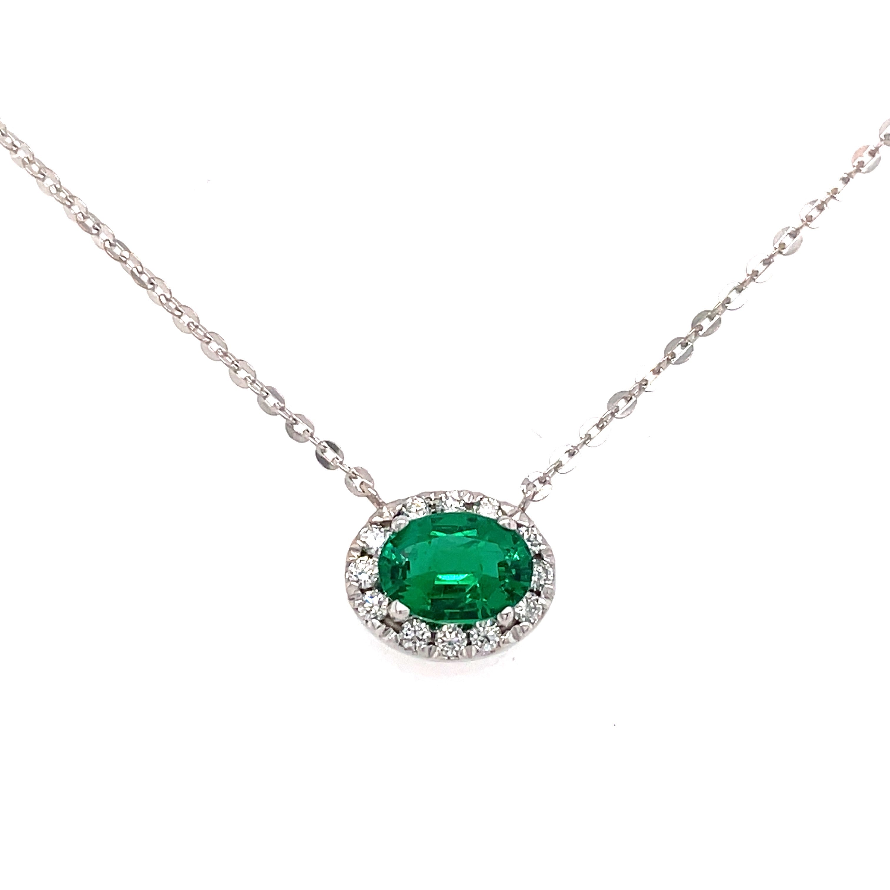 Stationary Halo Fashion Necklace | 14kt White