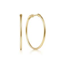 Lady's Yellow 14 Karat Contemporary Collection, 30Mm Round Classic Hoo
