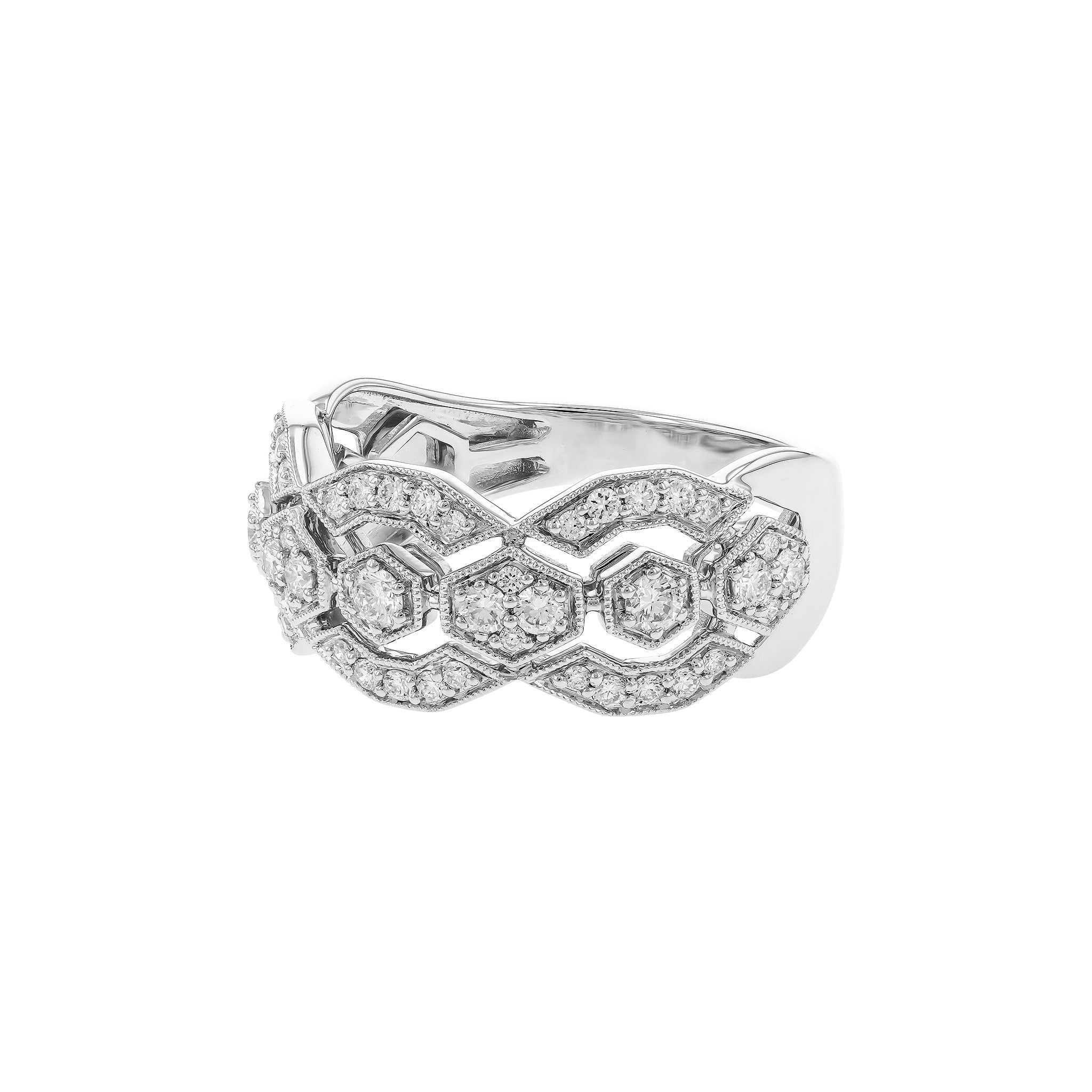 14 Karat White Gold Open Style Anniversary Ring with .50ctw Round Brilliant Cut Diamonds