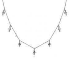 White Polished Sterling Silver Beads Drop Necklace Jewelry